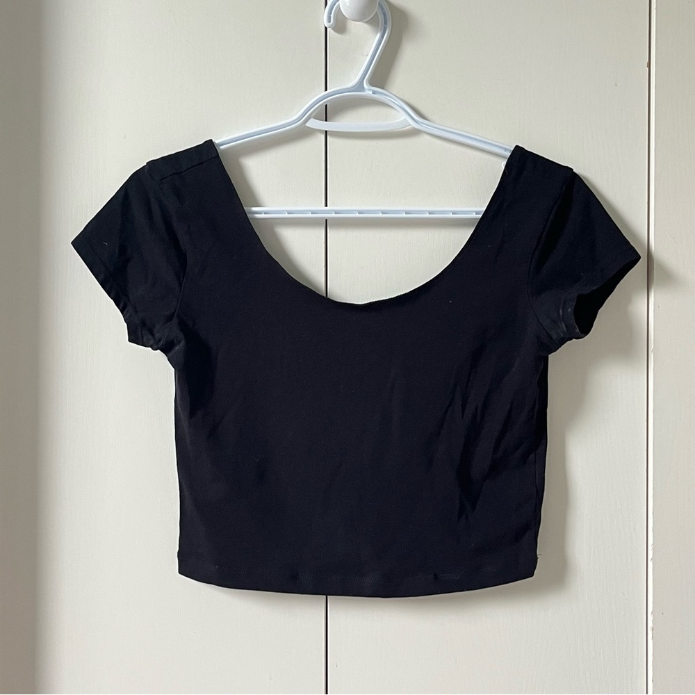 Garage Black Scoop Neck Crop Top
